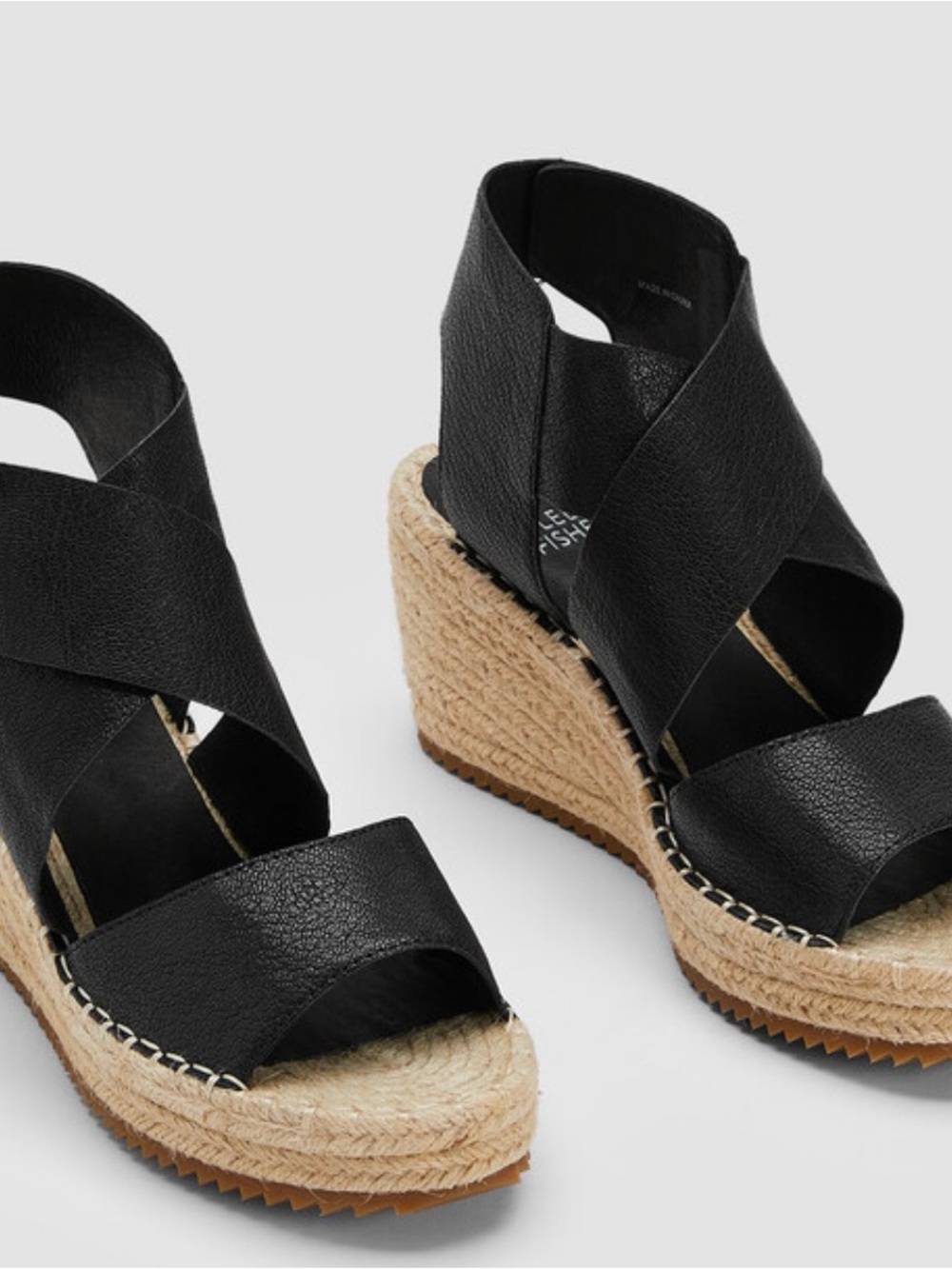 Eileen Fisher Black Willow Wedge Espadrille